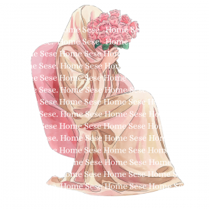 Visage caché : Femme abaya beige rose bouquet de fleurs